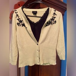 R-Q-T light green beaded cardigan with cami